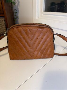 Sam & Hadley Cognac Brown Quilted Crossbody Bag Purse